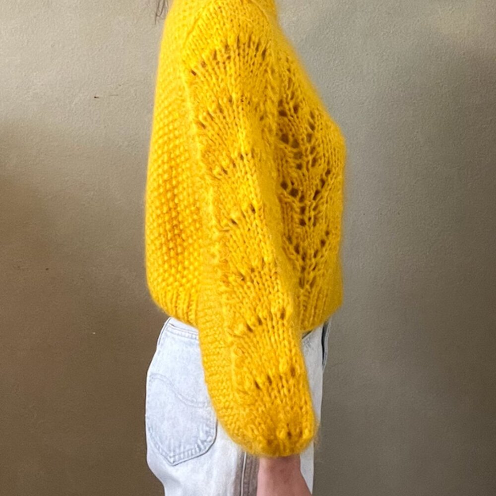 Ganni Bright Yellow Chunky Knit Crewneck Sweater - Picture 3 of 8